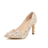 Ladies Pontied Toe Slip on High Heels Pumps Women Elegant Fashion Hot Sale Classic Office Lady Shoes Woman Zapatos De
