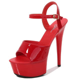 Breakj Artifact Model High Heels Thin Heel Sexy Black Waterproof Table 15Cm Hate Day Superb High Heel Sandals Female