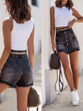 Ladies Fashion Ripped Denim Shorts Summer Sexy Hip Shorts 2022 Sexy Single Breasted High Waist Slim Waist Mini Shorts