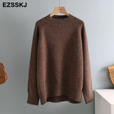 thick big Autumn Winter o-neck oversize Sweater Pullover Women warm chic female loose cashmere Basic wool Sweaters