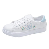 Breakj White Shoes Women 2025 New Spring Breathable Flats Shoe Lace With Sports Fashion Casual Shoes