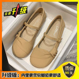 Women With Round-Headed Single Shoes In The Summer Of 2023, The New Gentle And Mixed French Retro Thick Heels And Anti-Skid Small Leather