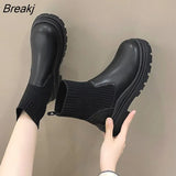 Fashion Short Boots Slip-on Sock Boots Casual Ankle Boots Women's Boot 2023 Autumn Winter Boots of Women Platform