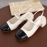 Breakj New Korean Version Of The Square Head With A Single Shoe Women's Casual Mary Jane Women's Shoes Small Sweet Wind Splicing Sandal