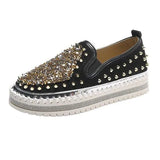 Womens Loafers Shoes Female Footwear Clogs Platform Casual Sneaker Crystal Round Toe Modis Slip-on Big Size Dress New Creepers