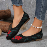 Breakj Size Shallow Mouth Fly Woven Single Shoes Popular New Square Head Foot Leisure And Comfortable Four Seasons Women's