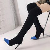 Winter Women's Boots Elastic High-heeled Boots European and American Fashion Party Sexy Over-the-knee Boots 48 Large