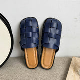 Half Slipper Female 2024 Summer New Retro Woven Hollow-Out Sandals Platform With A Foot Pedal Lazy