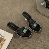 Breakj Heel High-Heeled Women's Beautiful Sandals French Style Sister 2025 Summer New Black Slippers Transparent Cool Drag Not Tired