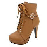Breakj Autumn 2025 Cross-Tie Martin Boots Fine High Women's Short Boots Fashion Belt Buckle Female
