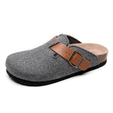 Women's Slides Slippers High Quality Woolen Felt Soft Cork Buckle Sandals Closed Toe Footwear For