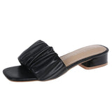 Rhinestone High Heels Soft Leather Pumps Women Shoes Fashion Shallow Slip-On Slipper Peep Toe Sandals Women Party