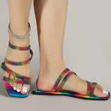 Slippers Rhinestones Sandals Candy Color Ladies Bling Rainbow Flat Shoes Female Slides Flip Flops Summer Beach 2021