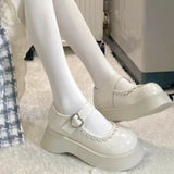 New Lolita Shoes 2022 Platform Shoes White Black Mary Jane Shoes High Heel Women JK Uniform Leather Shoes college girls