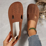 Breakj Size Fly Woven Casual Low Top Single Shoes Women's Flat With Hollow Mouth Lazy