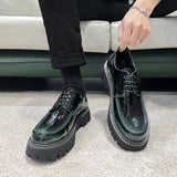 Breakj Men's Casual Leather Shoes Male Round Head British Patent Leather Breathable Men's Shoes Business Dress Wedding Groom Shoes