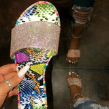 Party Shoes Women Platform Snake Print Woman Sandals Bling Anti-Slip Female Solid Color Rhinestone Sexy Sandals