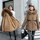 New Short Autumn Winter Coat Women Casual Fur Lining Women Parkas Hooded Winter Jacket Women Clothing Outwear
