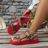 Breakj Size Sandal Women 2024 Summer New Platform Color Velcro Name Clan Wind Beach Sandal
