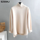 Winter splitside oversize thick Sweater pullovers Women 2021 loose cashmere turtleneck big size Sweater Pullover