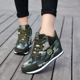 Spring High Top Wedge Platform Sneakers Women Casual Shoes Hidden Heels Ladies Sneakers Camouflage Women Shoes Basket