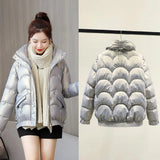 Women Winter Jacket Thick Stand Collar Warm Short Parkas Women Winter Coat Elegant Shiny Cotton Padded Jackets