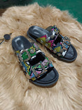 Size Slippers Female 2023 New Sweet Cool Belt Buckle Willow Nail Flat Slippers Wear Open Toe Word
