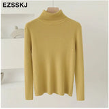 Knitted Women turtleneck Sweater Pullovers spring Autumn Basic Women high neck Sweaters Pullover Slim
