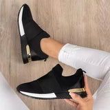 Women Knit Solid Color Sneakers Casual Breathable Slip on Elastic Band Sport Shoes Ladies Platform Vulcanized