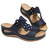 Breakj Summer New Women's Slope And Thick-Bottomed Slippers Large-Size Fish Mouth Casual Beach Shoes