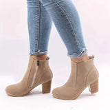 And Autumn 2025 New Small Chili Pepper Coarse And High-Heet Short Boots Grinding British Martin Boots Side Zippered Nude
