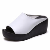 Breakj Women 2025 New Slope And Cool Slippers Summer Loose Cake Thick Bottom Fish Mouth