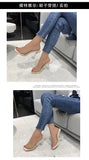 Crystal Clear Transparent Slippers Female Shoes Middle Heels Comfortable New Summer Women Shoes Woman Fashion Cool Mules