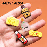 1pcs Wine Bottle Shoe Charms Cheese Chili Sauce Shoes Accessories Decoration Fit Croc Jibz Party Kids Gifts