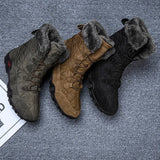 o'clock Stylish Men Snow Boots Outdoor Casual Slip Resistant Male Sneaker Winter Warm Mid-Calf Flats Shoes Large Size