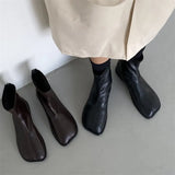 Breakj Boots Martin Boots Female British Wind Spring And Autumn Single Boots 2024 New Square Head Flat Bottom Show Thin Chelsea Ankle