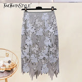Print Patchwork Casual Skirt For Women High Waist Hit Color Mid Skirts Female Summer Clothing 2021 Fashion