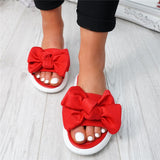 Sandals Slip On Sliders Peep Toe Ladies Bow Flats Casual Comfort Shoes Female 2019 Sandals Shoes Plus