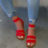 Leopard Sandals 2021 Summer Print Female Flats Shoes Comfort Slip On Ankle Strap Ladies Sandalias Casual Woman