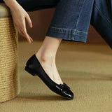Breakj Bow Head Shallow Flat Bottom Low Heel Single Shoes Women 2025 Spring And Autumn New Patent Leather Women's Shoes Wedding