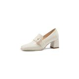 Breakj Size Large Size Women's Shoes Simple Square Head Thick Heel Shoes