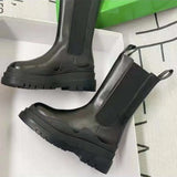 Platform Chelsea Boots 2021 New Mid-tube Boots Thick-soled Martin Boot Female Thigh High Boots Flat Wedges Winter