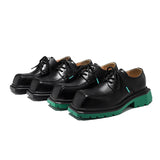 Breakj 2023 Spring New Leather Shoes Men's British Style Versatile Black Round Head Square Head Big Head Overalls Leather Shoes