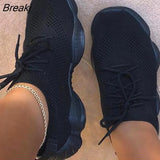 Sneakers Women's Mesh Flats Shoes Woman Lace Up Breathable Casual Female Shoe Comfort Candy Color Solid Ladies Plus