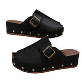 Breakj Bottom Buckle Buckle Stud Fish Mouth Slippers Women Wearing Belt Buckle British Wind Beach Cool