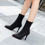 Breakj 2025 New Women's Boots Fashion Velvet Fine And Mid-Sleet Boots Tips High And Fashion