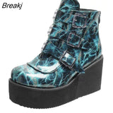 Women Ankle Boots Gothic Platform Punk Winter Martin Black High Heels Demonias Sexy Ladies Shoes Plus Size 41 42