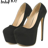 Fashion Brand Women Platform Pumps Sexy Thick Bottom Round Toe Extreme High Heels Ladies Party Prom Shoes Stilettos