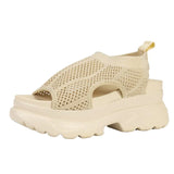 Large 43 Women'S Shoes 2022 Summer Peep Toe Thick Heels Wedge Women'S Sandals Breath Mesh Platform Shoes Women Zapatos