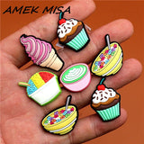 PVC Dessert Shoe Buckle Accessories Various ice creams Shoes Decoration Jibz for Croc Charms Bracelets Kids Gifts